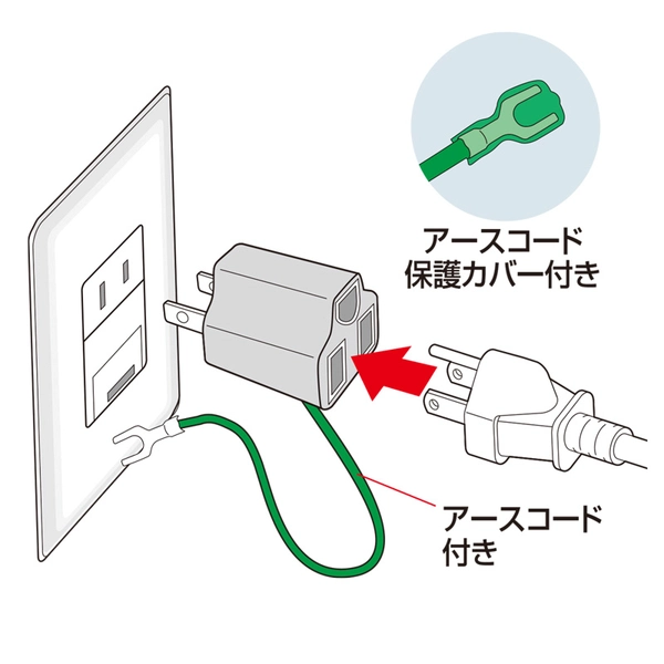 3P→2P変換アダプタ (グレー) TAP-AD8GY