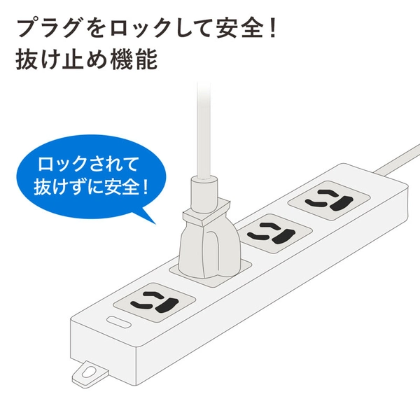 医用接地プラグ付き電源タップ (3P・4個口・グレー・1m) TAP-HPM4-1W