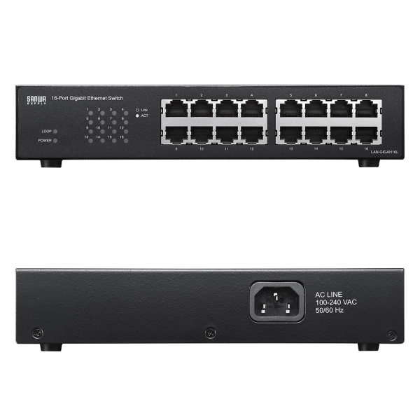 Giga対応スイッチングハブ(16ポート) ループ検知機能つき LAN-GIGAH16L