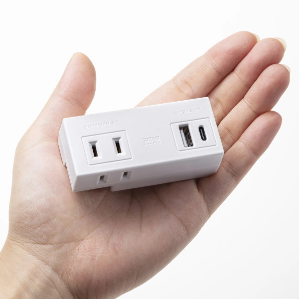 モバイルタップ (ACx2個口+USB-Ax1+Type-Cx1) TAP-MUC1AC2W