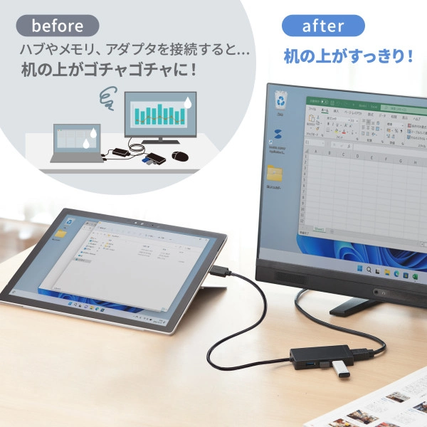 USBハブ(USB3.2 Gen1・HDMI) USB-3H332BK