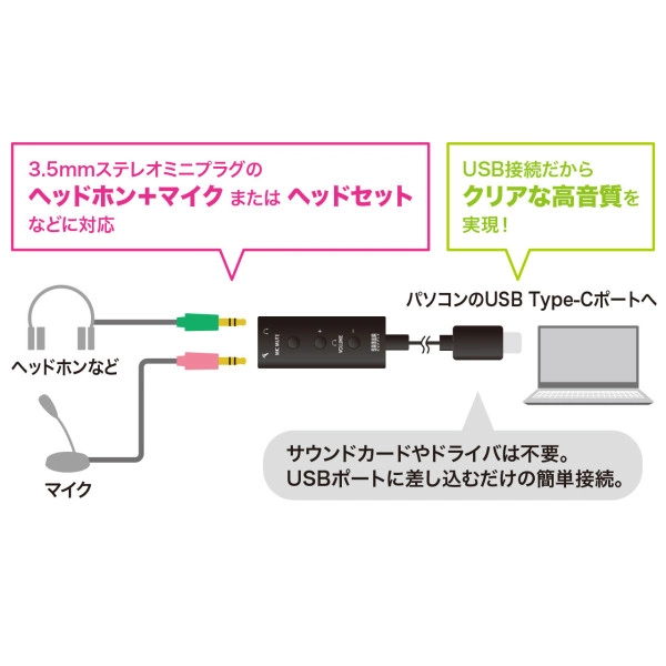 USBオーディオ変換アダプタ（Type-C） MM-ADUSBTC1