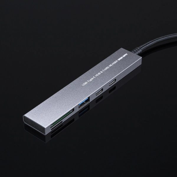 USB 5Gbps 3ポート スリム ハブ(カードリーダー付き・Type-C接続) USB-3TCHC22MS