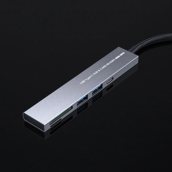 USB 5Gbps 3ポート スリム ハブ（カードリーダー付き・Type-C接続） USB-3TCHC21MS