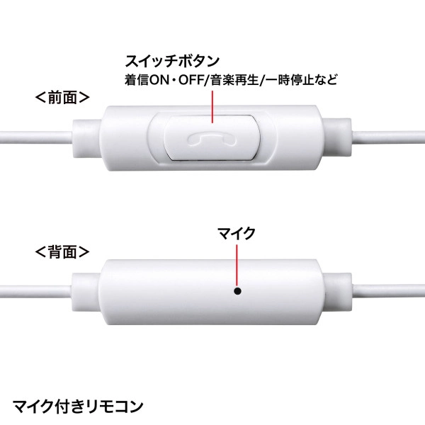 マイク付きステレオイヤホン（ホワイト） MM-HS709W