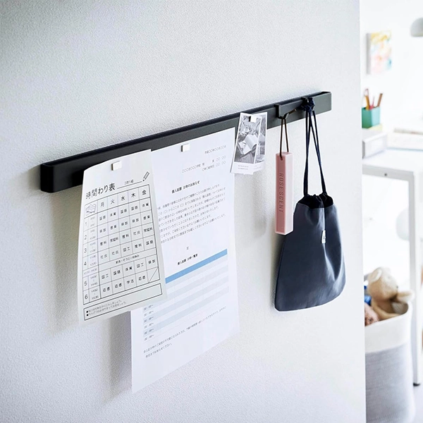 【tower】石こうボード壁対応 マグネット用スチールバー タワー (ブラック)