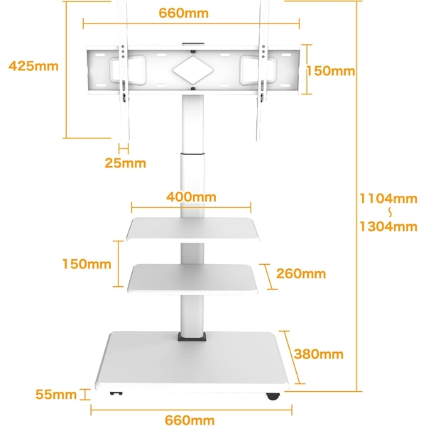 FFF テレビスタンド (ホワイト) FFF-TVSTT3WWH