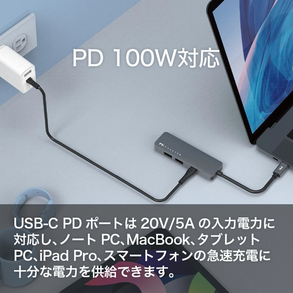 Feeltek ポータブル 4-in-1 USB Type-C ハブ HCM004AP2F