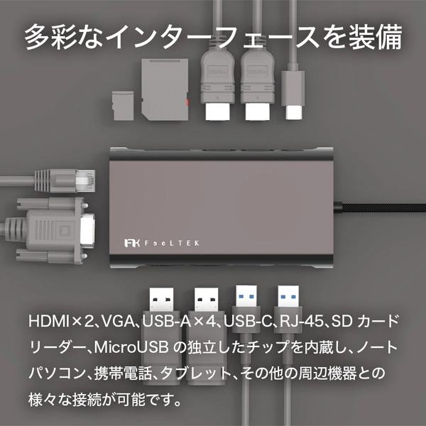 Feeltek Mega-Dock 11-in-1 USB Type-C ハブ UCH011AP2