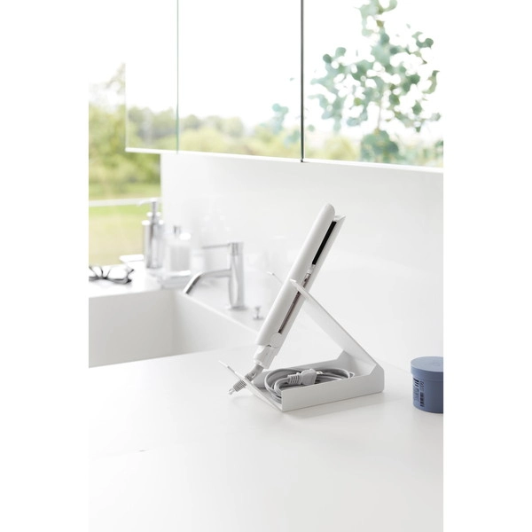 【tower】収納付きドライヤー&ヘアーアイロンスタンド タワー ホワイト