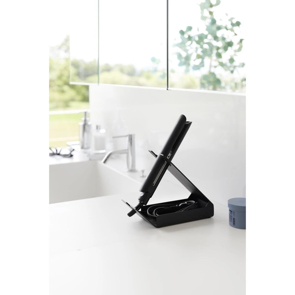 【tower】収納付きドライヤー&ヘアーアイロンスタンド タワー ブラック