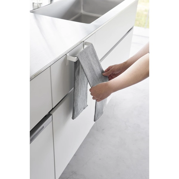 【Plate】滑り落ち防止キッチンタオルハンガーバー プレート ホワイト