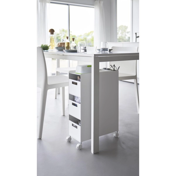 【tower】収納バスケットワゴン タワー 3段 ホワイト