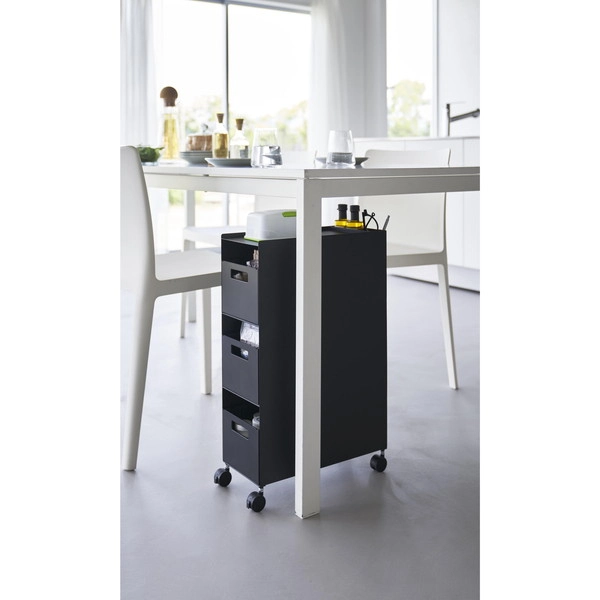 【tower】収納バスケットワゴン タワー 3段 ブラック