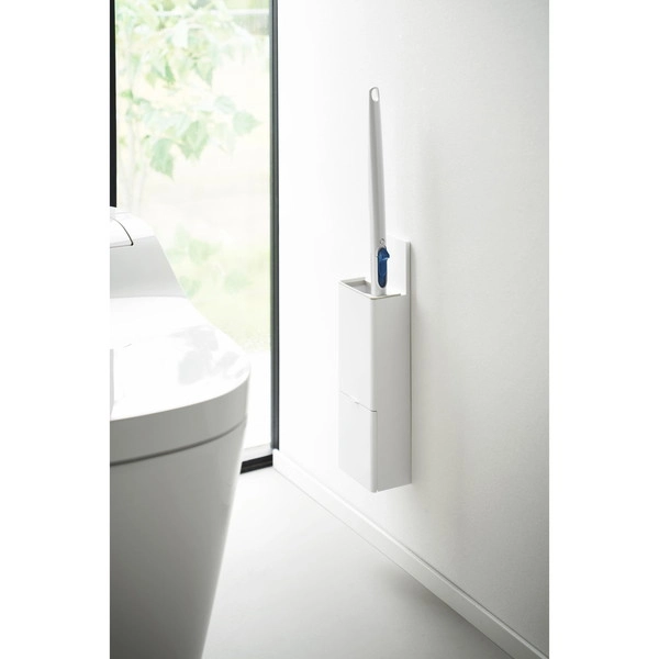 【Plate】ウォール替えブラシ収納付き流せるトイレブラシホルダー プレート 石こうボード壁対応 ホワイト