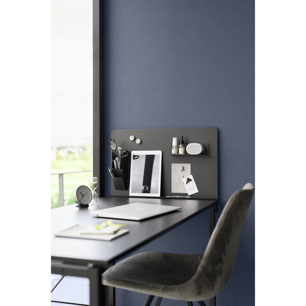 【tower】デスク横トレー付きスチールパネル タワー ブラック