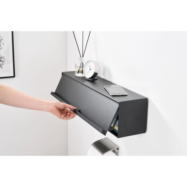 【tower】ウォール隠せるトイレ壁収納 タワー 石こうボード壁対応 ブラック