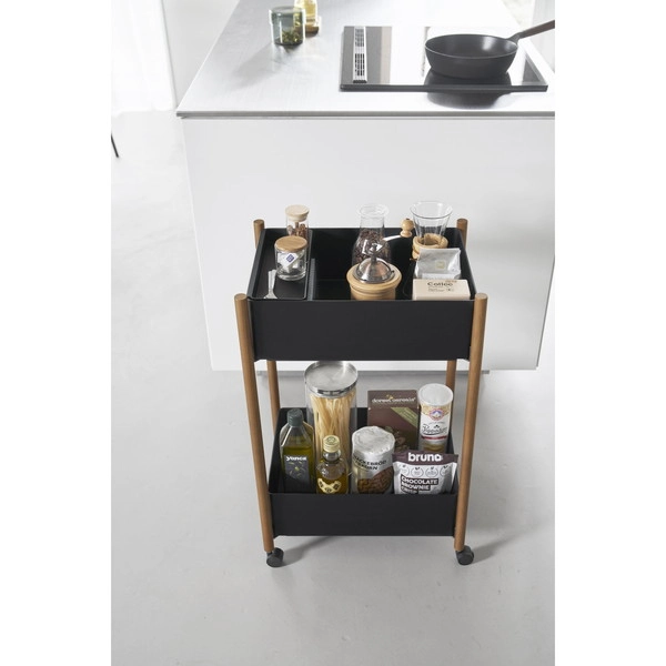 【RIN】小物トレー付き収納ワゴン 2段 リン ブラウン