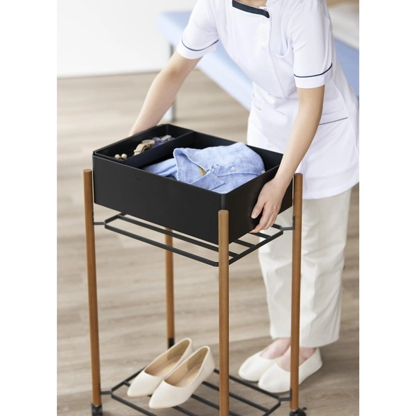 【RIN】小物トレー付き下段が棚の収納ワゴン 2段 リン ブラウン