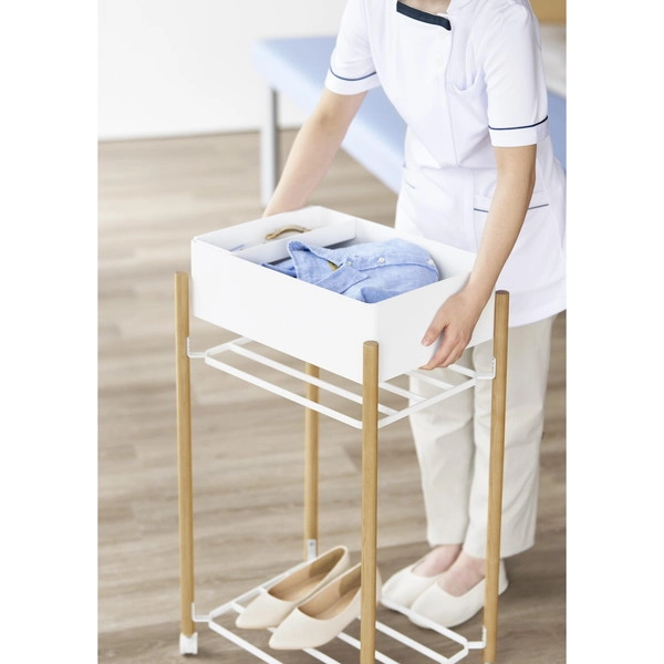 【RIN】小物トレー付き下段が棚の収納ワゴン 2段 リン ナチュラル