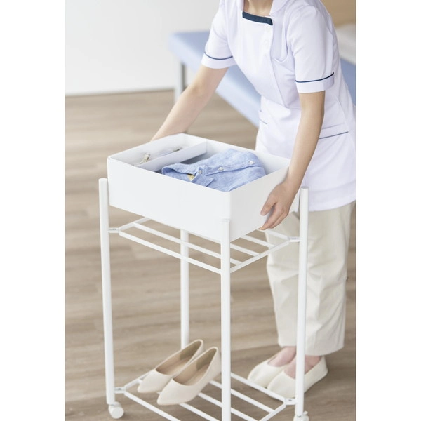 【tower】小物トレー付き下段が棚の収納ワゴン 2段 タワー ホワイト