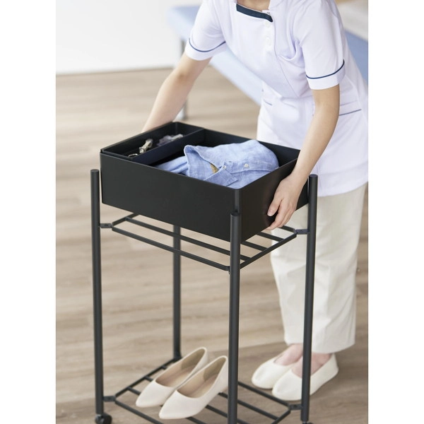 【tower】小物トレー付き下段が棚の収納ワゴン 2段 タワー ブラック