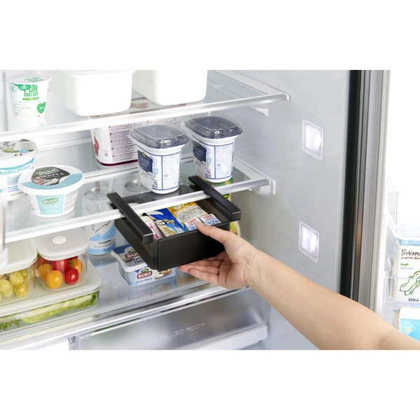 【tower】冷蔵庫中棚下伸縮ラック タワー ブラック