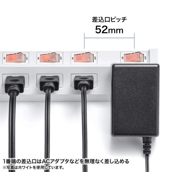 節電タップ (2P・4個口・1m・ブラック) TAP-S29-1BK