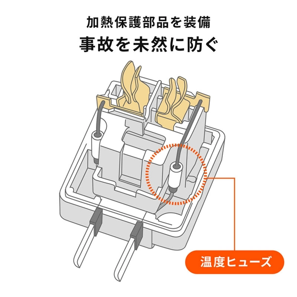 3P・L型変換アダプター (3P2P兼用・温度ヒューズ内蔵・抜け止め・トラッキング防止) TAP-AD9W