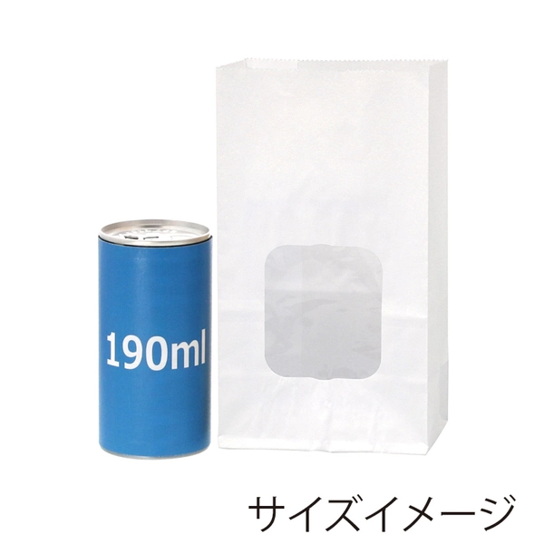 【HEIKO】窓付耐油角底袋 9-6 白無地 100枚×20 (2000枚)