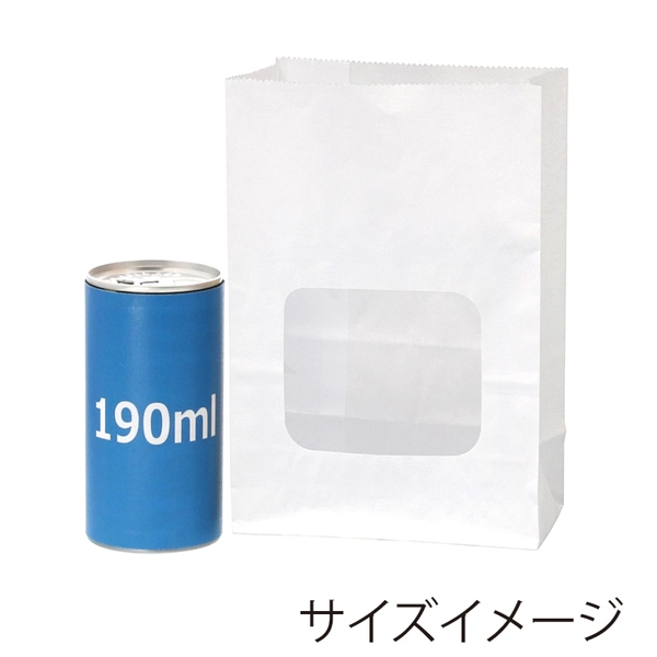 【HEIKO】窓付耐油角底袋 11-6 白無地 100枚×20 (2000枚)