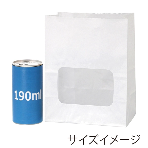 【HEIKO】窓付耐油角底袋 13-8 白無地 100枚×20 (2000枚)