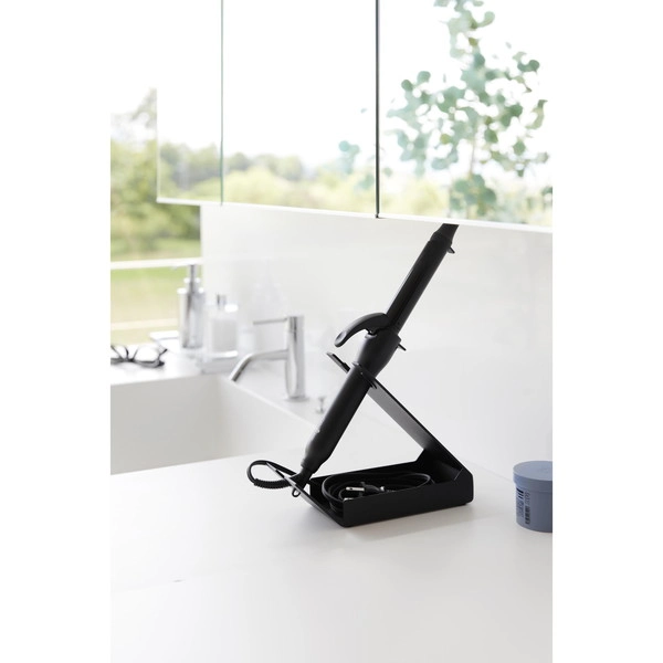 【tower】収納付きドライヤー&ヘアーアイロンスタンド タワー ブラック
