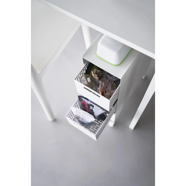 【tower】収納バスケットワゴン タワー 3段 ホワイト