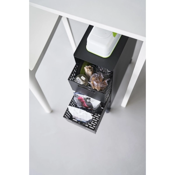 【tower】収納バスケットワゴン タワー 3段 ブラック