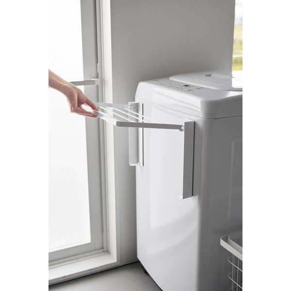【tower】使いやすい高さに開くマグネット洗濯機横折り畳み棚 タワー ホワイト