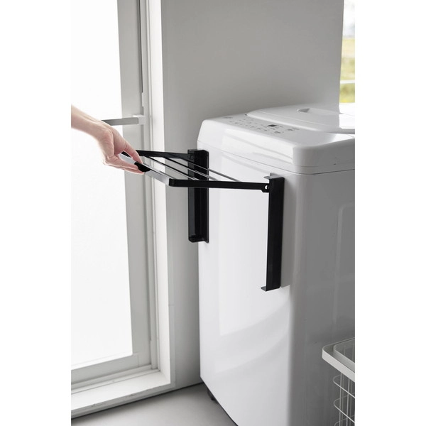 【tower】使いやすい高さに開くマグネット洗濯機横折り畳み棚 タワー ブラック