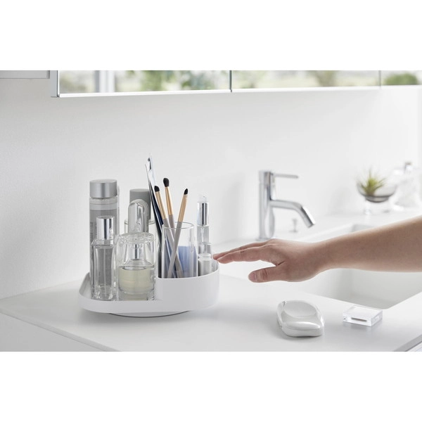 【Plate】回転式仕切り付き収納トレー プレート ホワイト