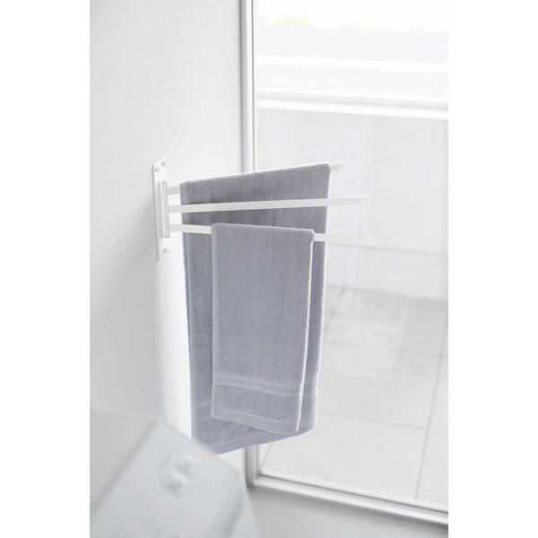 【tower】ウォールタオルハンガー タワー 3連 石こうボード壁対応 ホワイト
