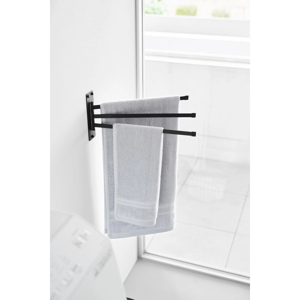 【tower】ウォールタオルハンガー タワー 3連 石こうボード壁対応 ブラック