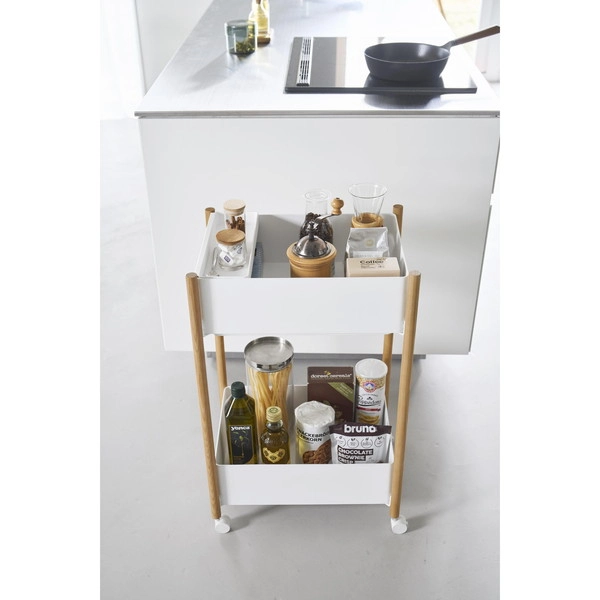 【RIN】小物トレー付き収納ワゴン 2段 リン ナチュラル