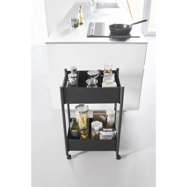 【tower】小物トレー付き収納ワゴン 2段 タワー ブラック