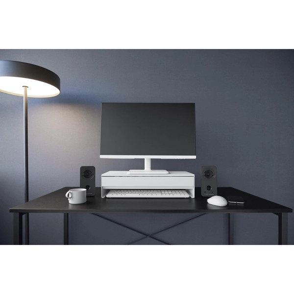 【tower】ゲームコントローラーも入る引き出し付きモニター台 タワー ホワイト