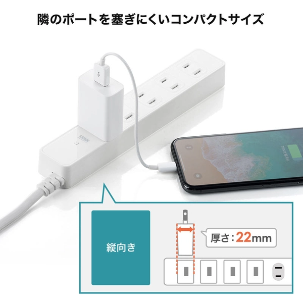 USB充電器 (2A・ホワイト) ACA-IP87W