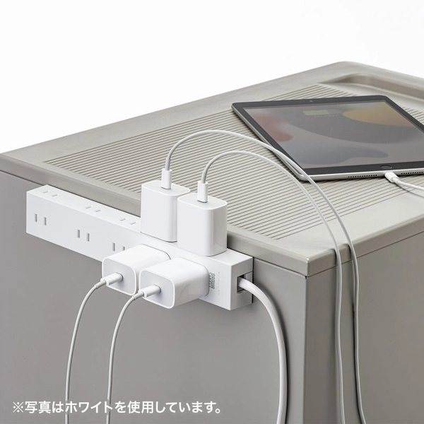 電源タップ 2P 10個口 強力ネオジムマグネット シャッター付 TAP-2210-1BK