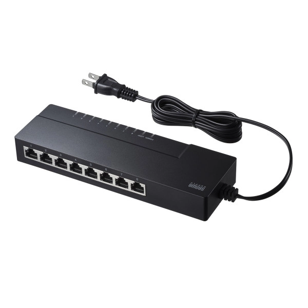 ギガビット対応 タップ型スイッチングハブ(8ポート・マグネット付き) LAN-GIGAT803BK