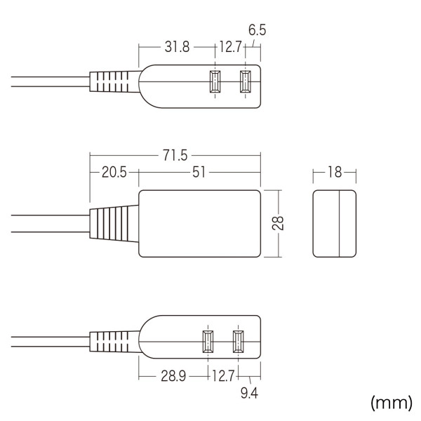 マイクロタップ 2個口 0.5m ホワイト TAP-M605W