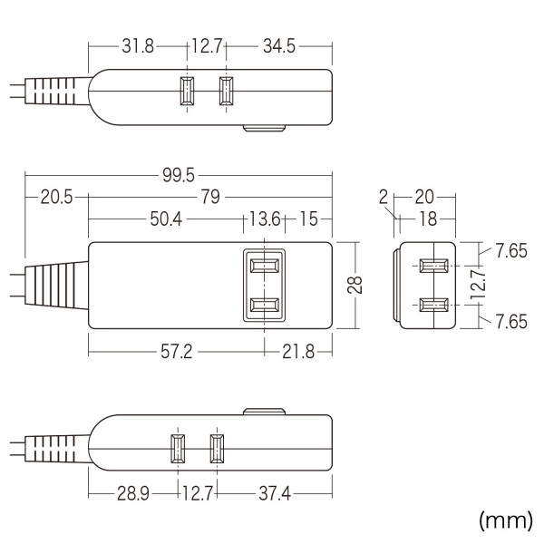 マイクロタップ 4個口 0.5m ホワイト TAP-M805W