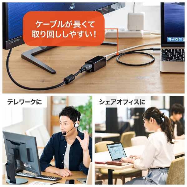 USB Type-C HDMI変換アダプタ（USBハブ付） USB-3TCH35BK