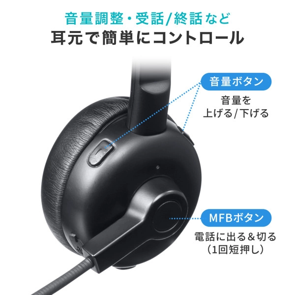 Bluetoothヘッドセット（単一指向性マイク・充電クレードル付き） MM-BTMH67BK